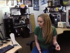 Amateur blonde babe gets her pussy pounded by nasty pawn guy