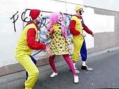 Asian tries clowns for MMF sex in merciless scenes
