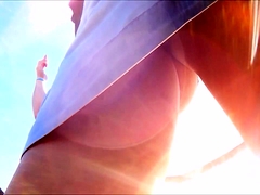 Enticing amateur girls with fabulous asses upskirt outside