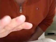 Jerking off my uncut cock at work & cumming on company time in the bathroom