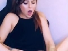 Teen masturbate with a big dildo after streaming