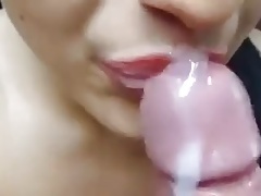 Licking, sucking head and receiving the load.