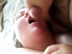 Eager fat lass takes a facial ejaculation