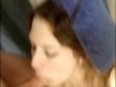 Hottest redhead girlfriend facefucked in bathroom at party. POV big dick