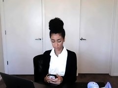 Striking ebony milf with big tits gets rammed hard on webcam