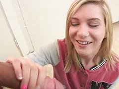 Perky tits blond teen boned by huge cock
