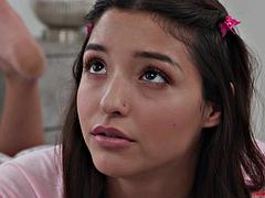 Stepbro Comforts Cute Brunette