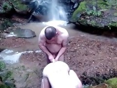 Pegging him outdoors under a waterfall then I get double penetration!